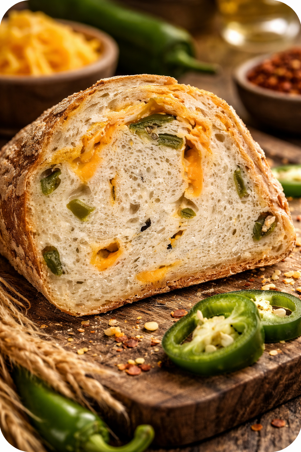 Chilean jalapeño cheddar artisan bread in Edmonton bakery